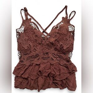 Brown Lace Tank